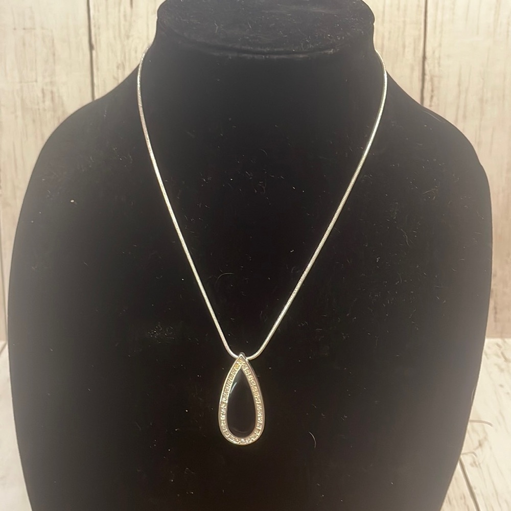 Black Stone and Gem Pendant on Silver Chain